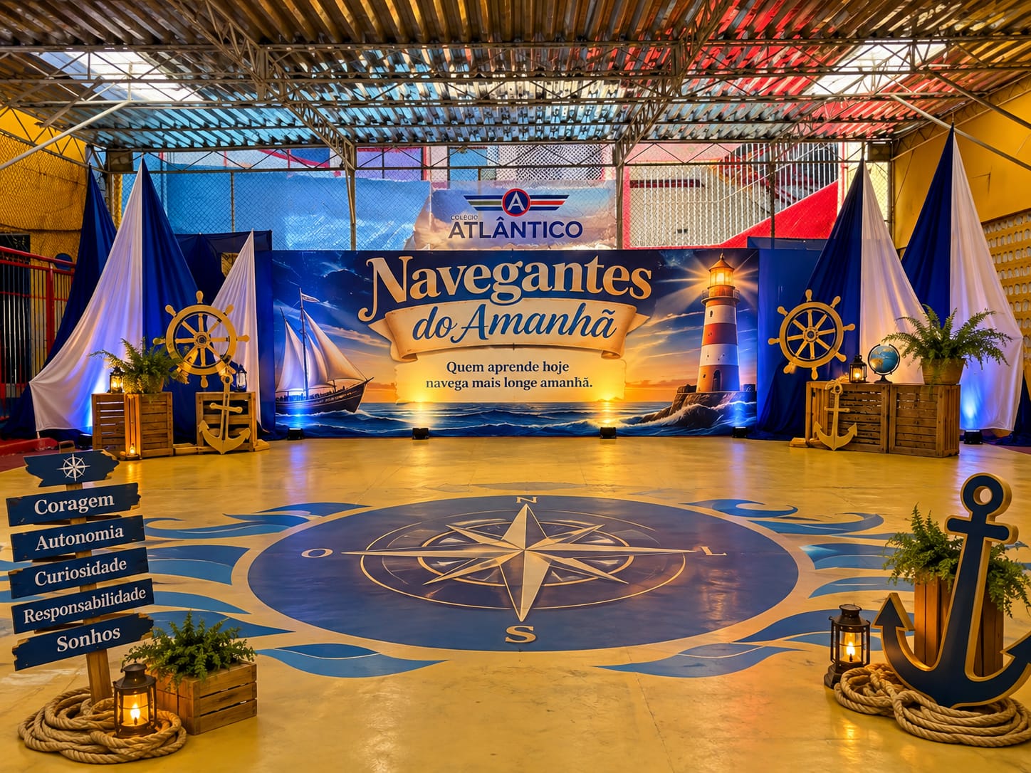 Espaço depois da decoração — cenário Navegantes do Amanhã